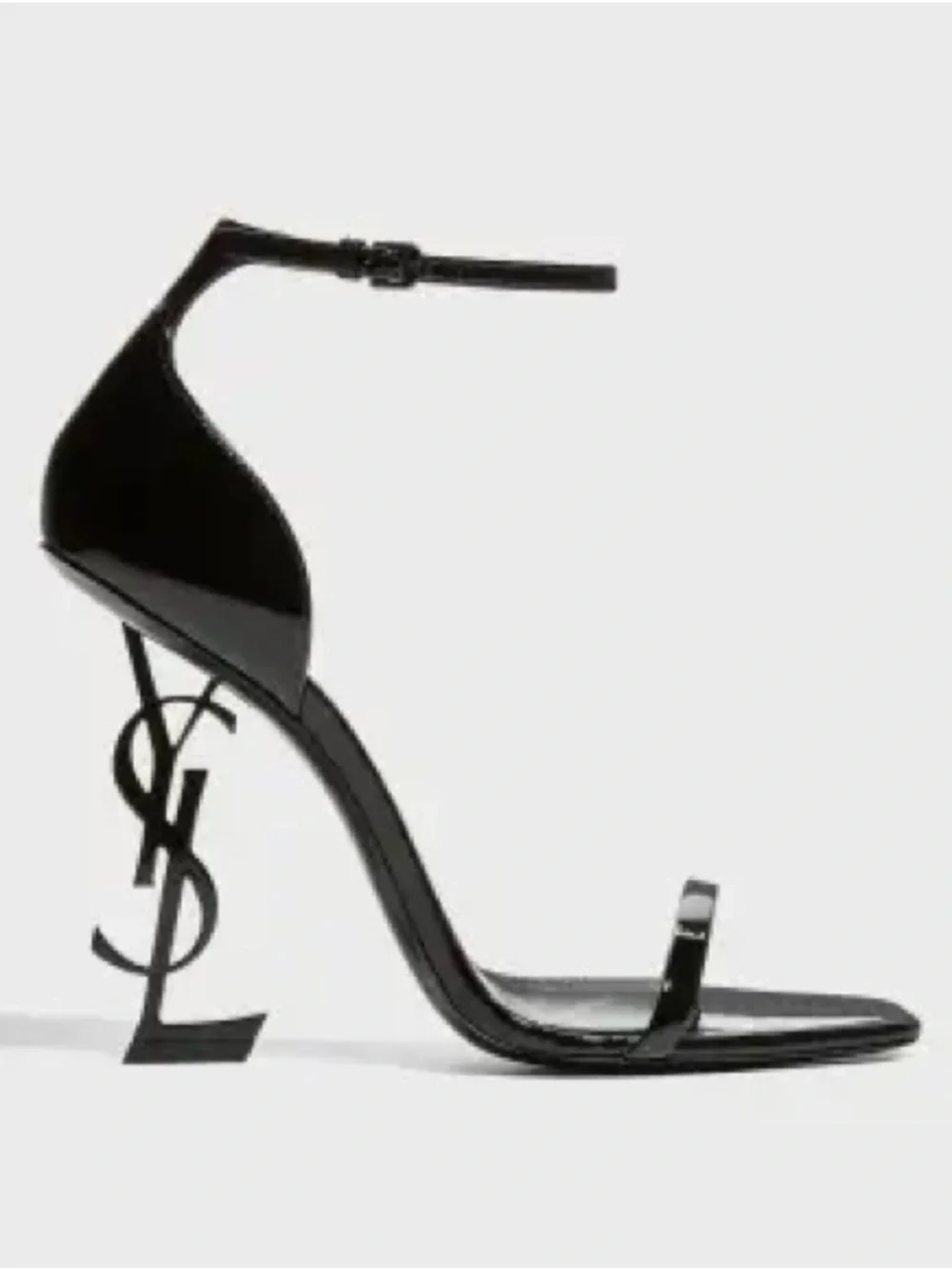Saint Laurent Black Patent Logo-Detail Stiletto Sandals - Picture 1 of 6